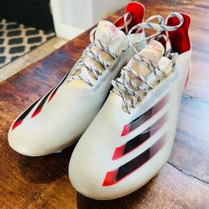 Adidas White and Red Athletic Soccer Shoes